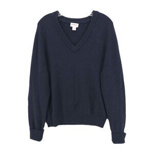 SPIER & MACKAY 100% Merino Wool V-Neck Sweater Pullover Navy Blue Men's LARGE